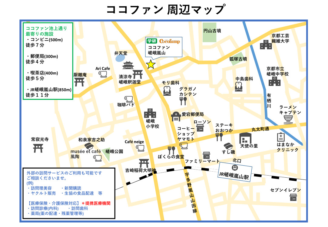 【嵯峨嵐山】便利な周辺マップ！ご活用ください